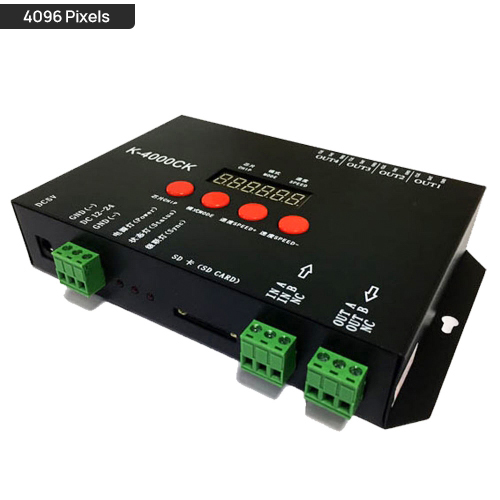 5V-24V Input K-4000CK SD Card SPI Pixel Digital Programmable LED Controller - 4 Ports 4096 Pixels